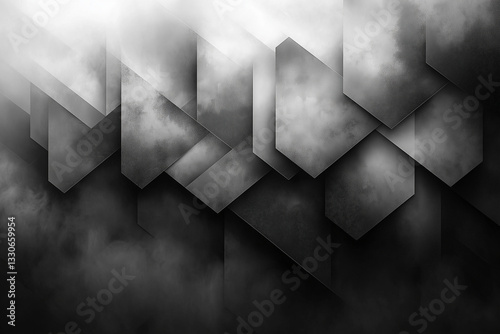 Abstract geometric shapes interlocking and overlapping in various shades of gray and black, offering a sleek, modern look.