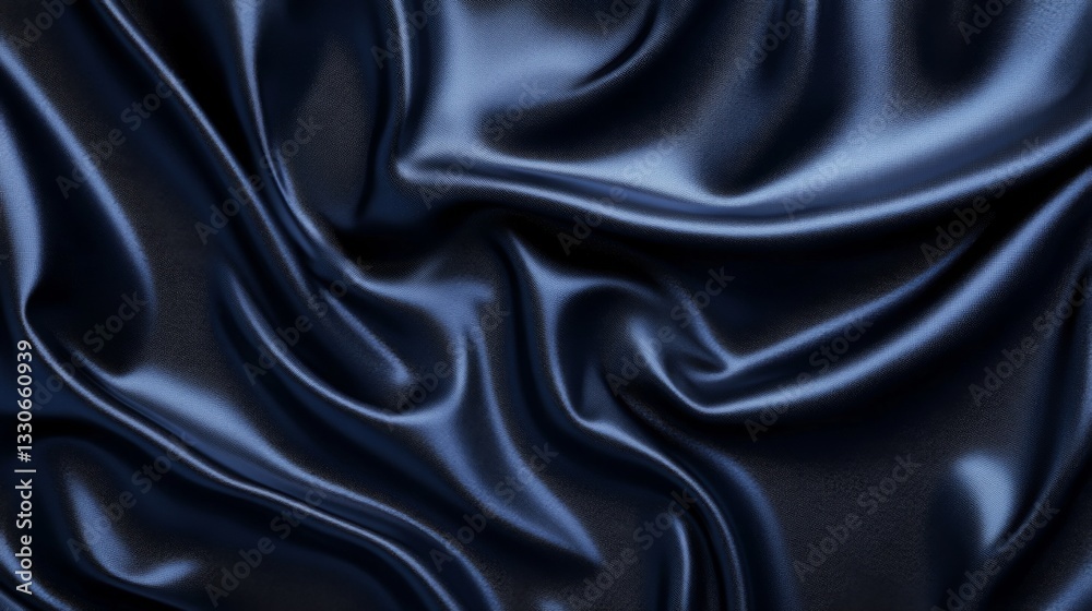 Fototapeta premium Dark Blue Silk Fabric Draped Softly Elegant Texture