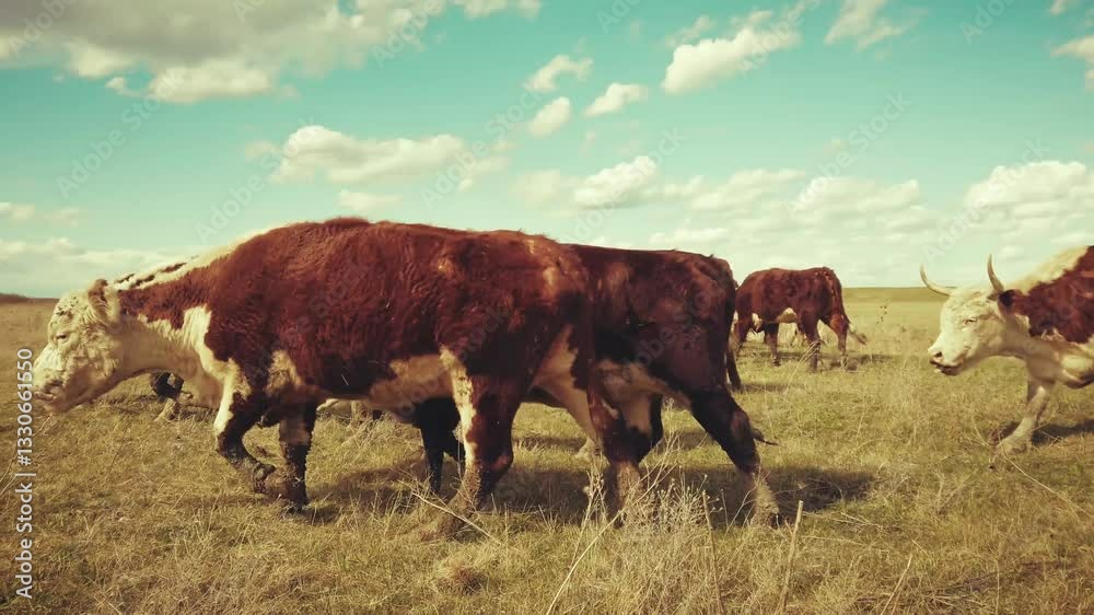 Peaceful Cows Grazing on a Lush Green Meadow Under the Warm Spring Sun Peaceful Cows Grazing on a Lush Green Meadow Under the Warm Spring Sun