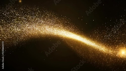 A long gold stream of glitter. The glitter is in the air