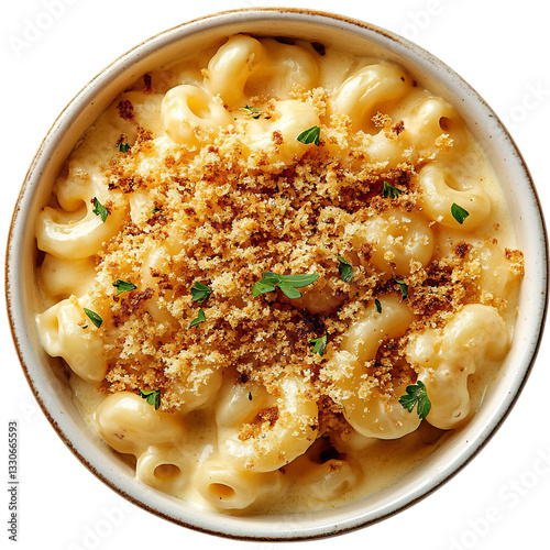 A Bowl of Creamy Cheesy Mac and Cheese Isolated on Transparent Background