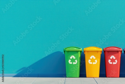 Playful recycling center with colorful bins and animated arrows urban environment illustration fun concept for eco-friendly awareness