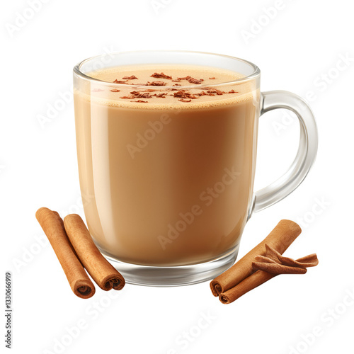 Masala Chai Caramel Coffee Isolated on Transparent Background