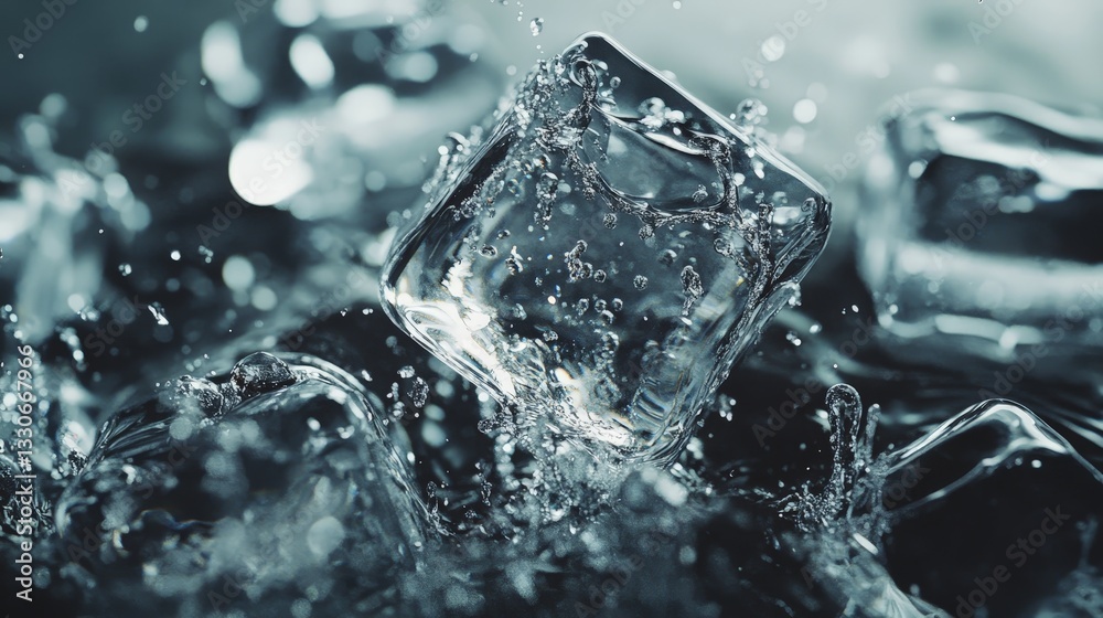 Mesmerizing Floating Ice Cubes in a Crisp Cool Environment for Creative Concepts Mesmerizing Floating Ice Cubes in a Crisp Cool Environment for Creative Concepts