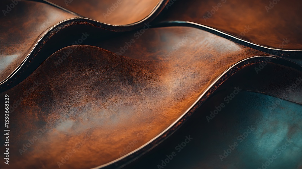 Obraz premium Wavy Brown Leather Abstract Pattern with Subtle Light and Texture