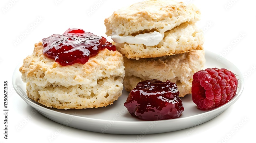 Scones with raspberry jam and clotted cream Scones with raspberry jam and clotted cream