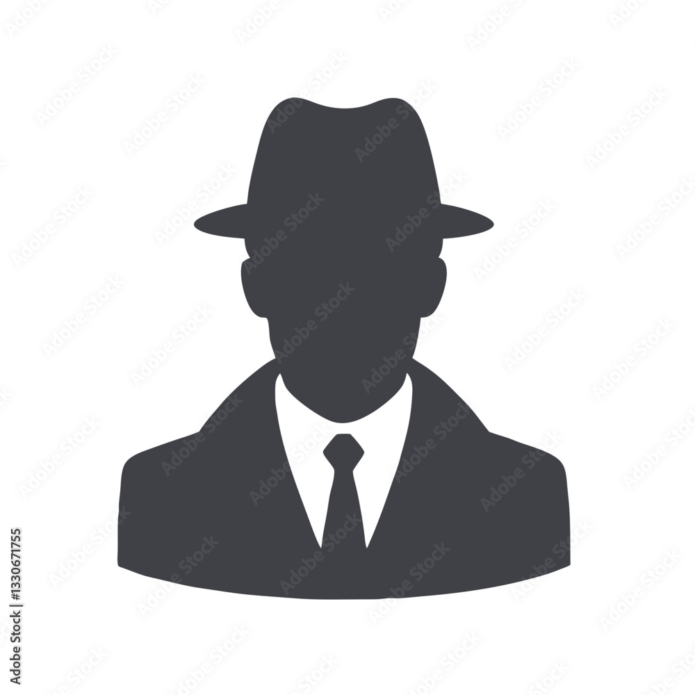 Classic detective silhouette vector, perfect for mystery-themed branding, book covers, and crime-related media Classic detective silhouette vector, perfect for mystery-themed branding, book covers, and crime-related media
