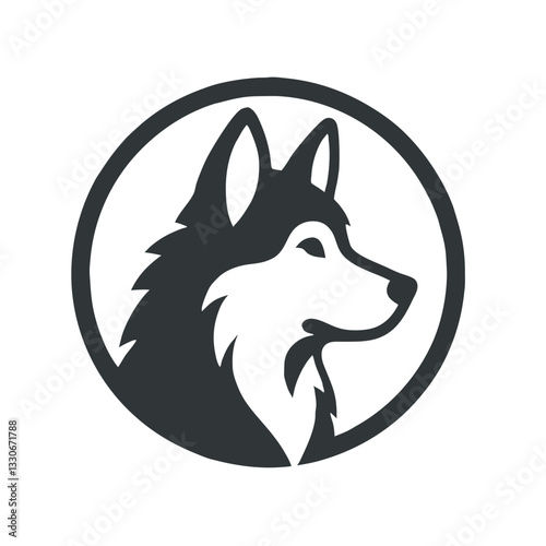 Circular husky dog vector logo, suitable for pet industry, branding, and digital products