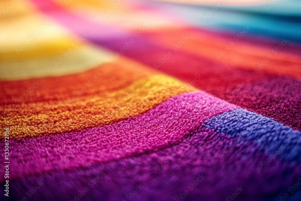 Fototapeta premium Colorful Woven Textile Texture of Rainbow Fabric with Detail and Macro Look, Soft Pattern Material