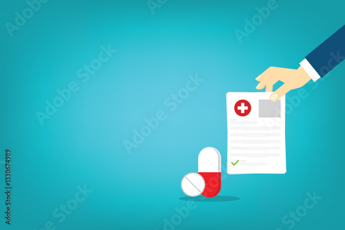 Medical prescription form with pill and capsule	