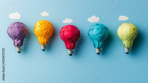 Colorful Light Bulbs Representing Creativity and Inspiration