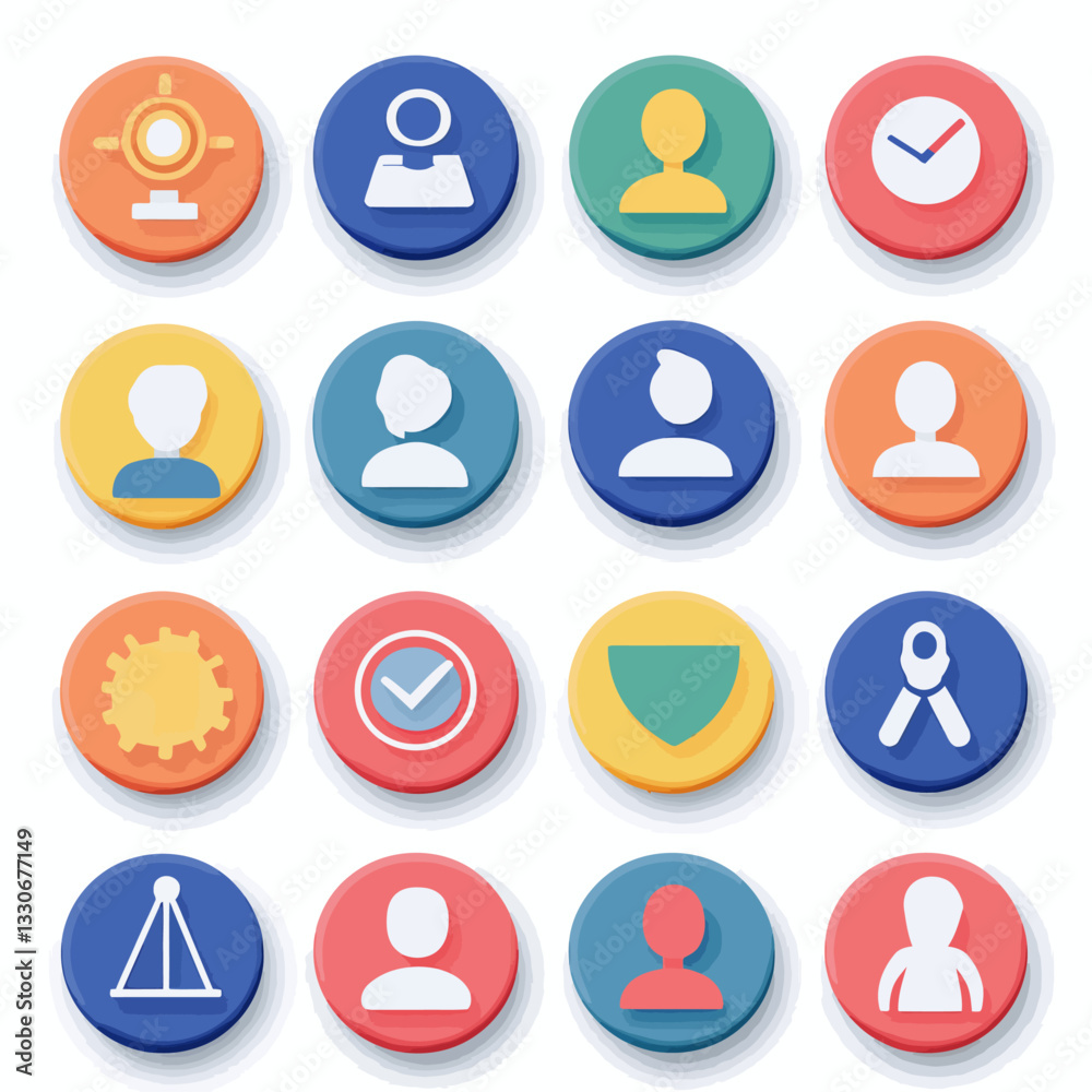 Diverse Avatar Icon Set: User Profiles, Settings, and Controls Collection Diverse Avatar Icon Set: User Profiles, Settings, and Controls Collection