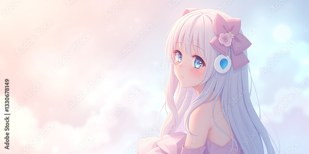 a charming anime waifu girl wallpaper, chill, lo-fi, created by generative ai a charming anime waifu girl wallpaper, chill, lo-fi, created by generative ai