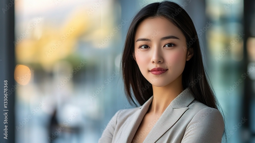 Young Asian Businesswoman in Modern Professional Setting Young Asian Businesswoman in Modern Professional Setting