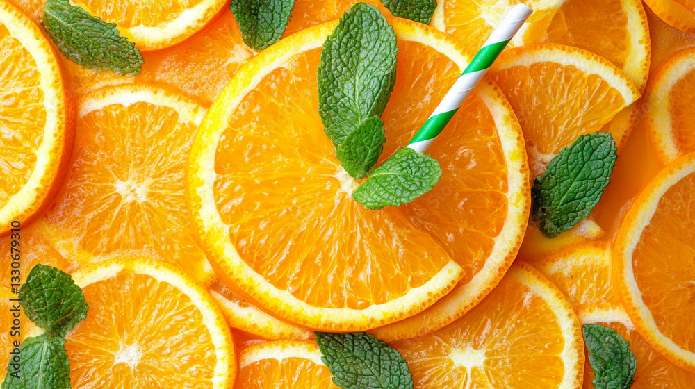 orange slices on a orange background.