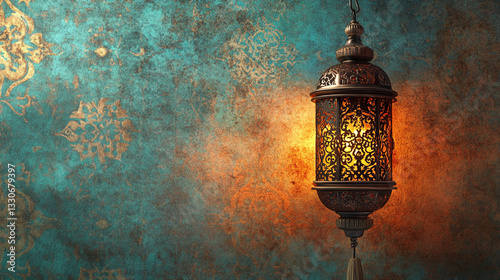 Lantern or lamp to gradient background.