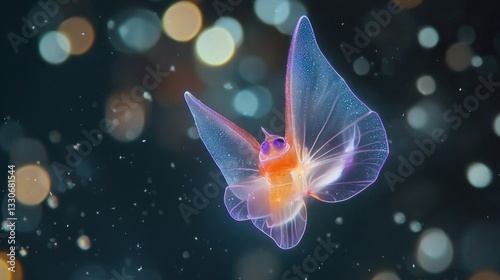 Graceful Sea Angel Illuminated in the Open Ocean