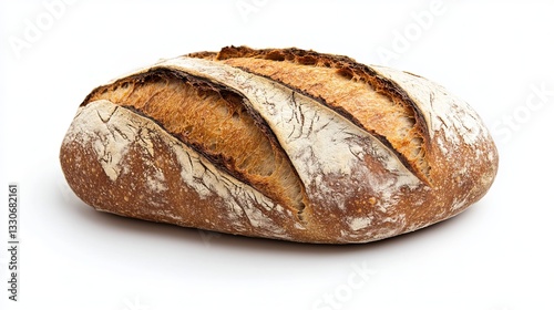 Crusty Sourdough Loaf of Bread Isolated on White
