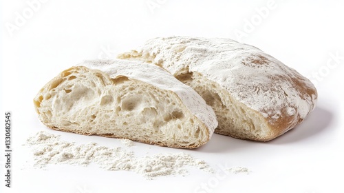 White Toasted Bread with Wheat Flour Isolated
