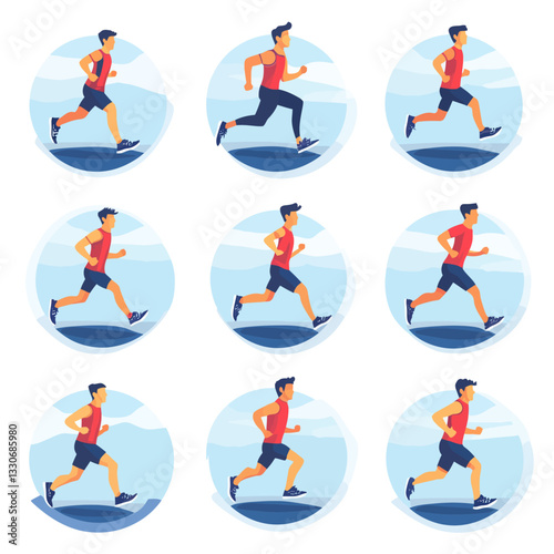 Man Running Illustration; Marathon Runner; Cardio Exercise; Healthy Lifestyle