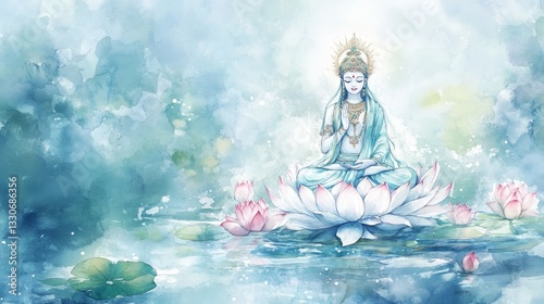 Generic Tranquil Watercolor View Surrounded Tara Celebrating