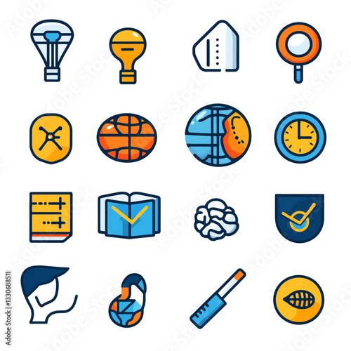 Education and Technology Icons - Science, Business, and Learning Tools