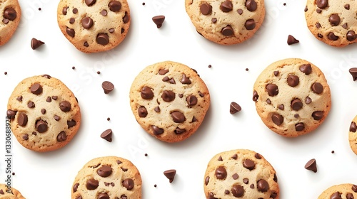 Chocolate chip cookies isolated on transparent