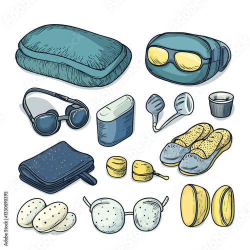 Travel Sleep Accessories: Eye Mask, Ear Plugs, Slippers for Comfort