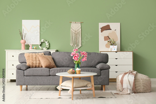 Interior of festive living ...