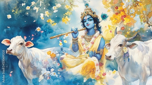 Generic Festive Watercolor Perspective Puja Lord Yellows