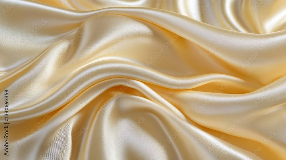 Fototapeta premium Creamy Yellow Satin Fabric Draped Softly Luxurious Texture