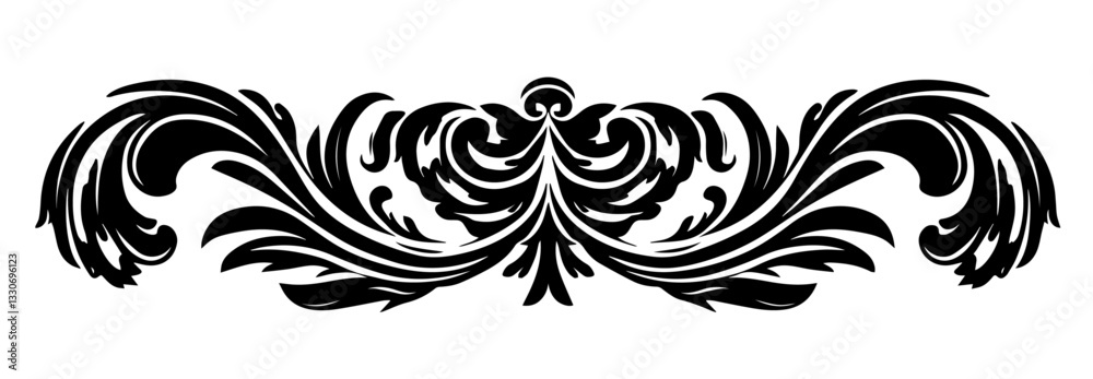 Obraz premium ornamental floral decoration in baroque style black silhouette vector shape