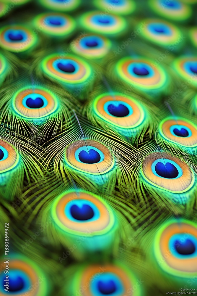 Obraz premium Mesmerizing display of vibrant peacock feathers with intricate eye patterns