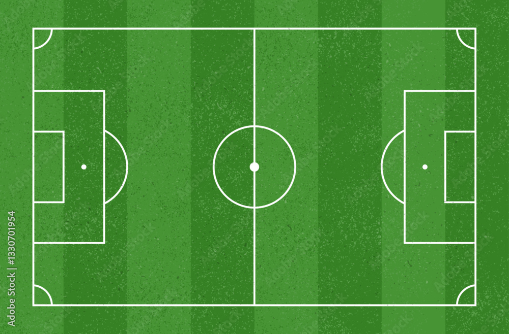 Obraz premium Football field. Soccer ground with green grass texture and frame. Vector illustration