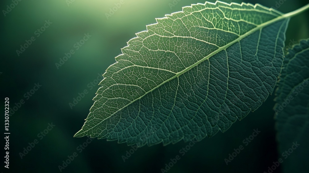 A Close Up View Of A Single Green Leaf A Close Up View Of A Single Green Leaf