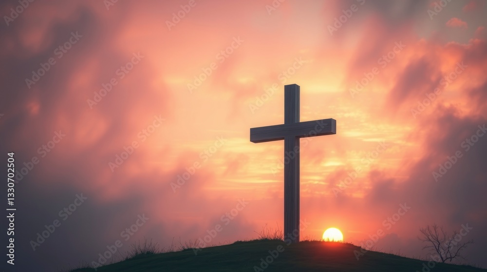 Sunset Cross Silhouette Peaceful Christian Image Sunset Cross Silhouette Peaceful Christian Image