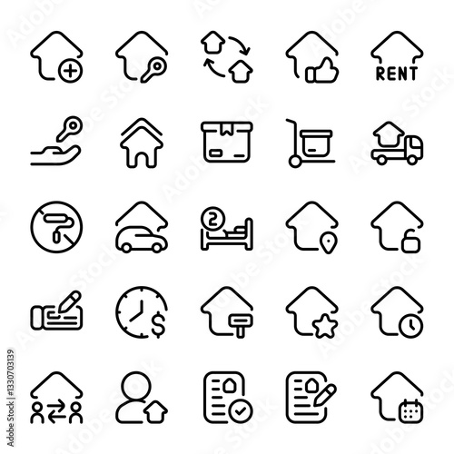 House Rent line style, perfect for user interface projects