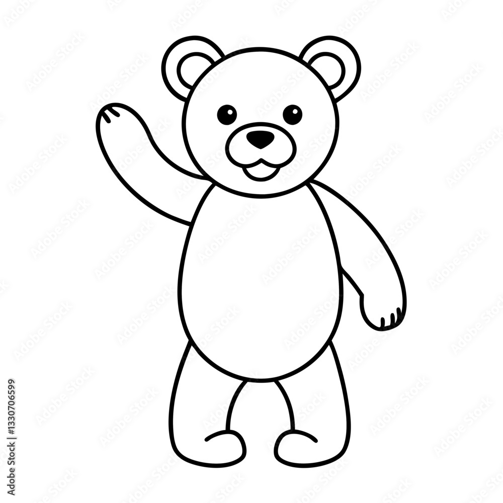 an outline illustration of a cute teddy bear waving his hand in greeting vector illustration an outline illustration of a cute teddy bear waving his hand in greeting vector illustration