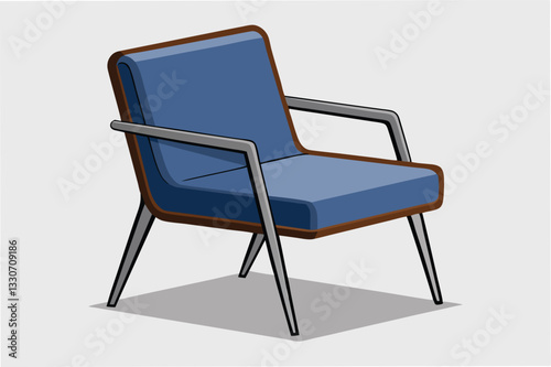 Modern vector illustration of a stylish armchair with a sleek design in soothing teal color, enhancing contemporary interior decor concepts