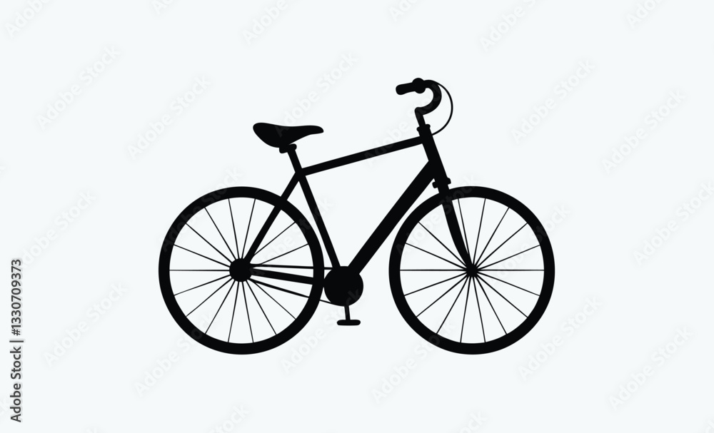 Fototapeta premium Bicycle vector silhouette icon, bicycle icon isolated on white 