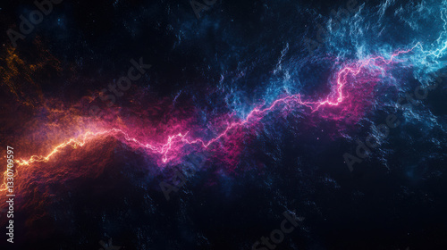 A streak of neon electricity, arcing across a dark expanse, crackling with energy