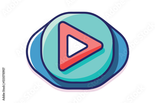 Illustration of a icon bold play button design featuring vibrant colors and a simple, modern aesthetic ideal for a media or entertainment platform