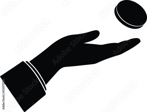 hand Flip Coin silhouette