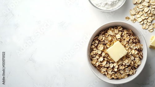 baked oat meals with butter and sugar