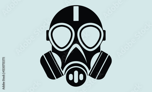 Gas mask silhouette vector, Black Silhouette of a Gas Mask, Vector Illustration  