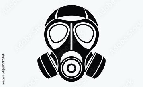 Gas mask silhouette vector, Black Silhouette of a Gas Mask, Vector Illustration  