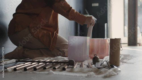 Sound healing bath using crystal singing bowls