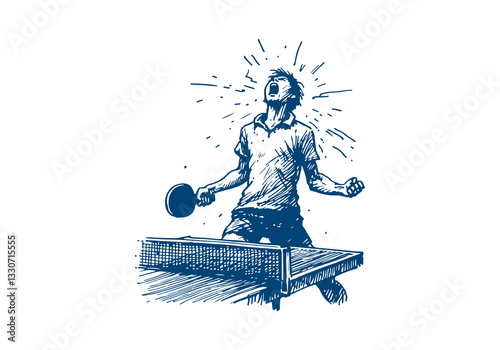 Table Tennis Player hand drawn sketch vector illustration