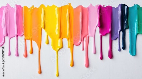 Vibrant Paint Dripping Background - Colorful Liquid Texture, Artistic Design, Rainbow Color Palette, Modern Abstract Art