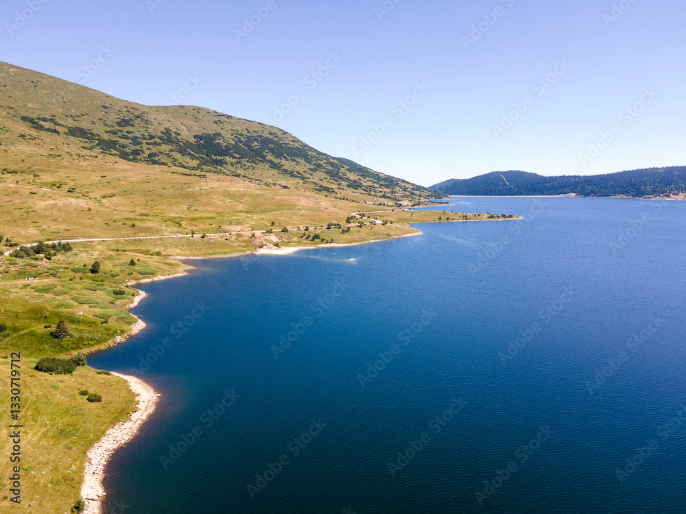 Naklejka premium Summer view of Belmeken Dam, Rila mountain, Bulgaria
